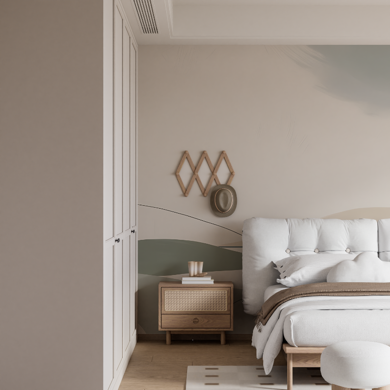 Minimalistisches, abstraktes Wandbild mit Aquarellfarben aus Papier