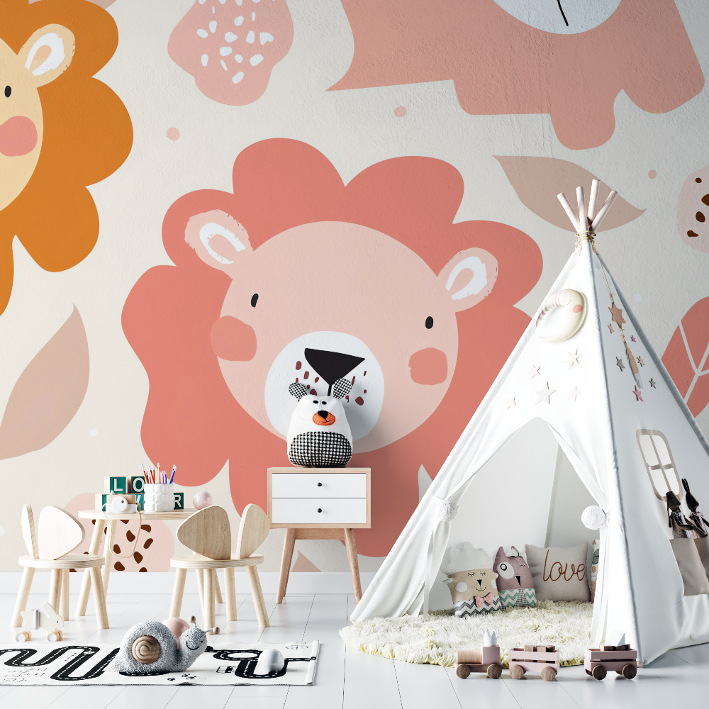 Lion and Pastel Colors Wallpaper | Murals Wallpaper