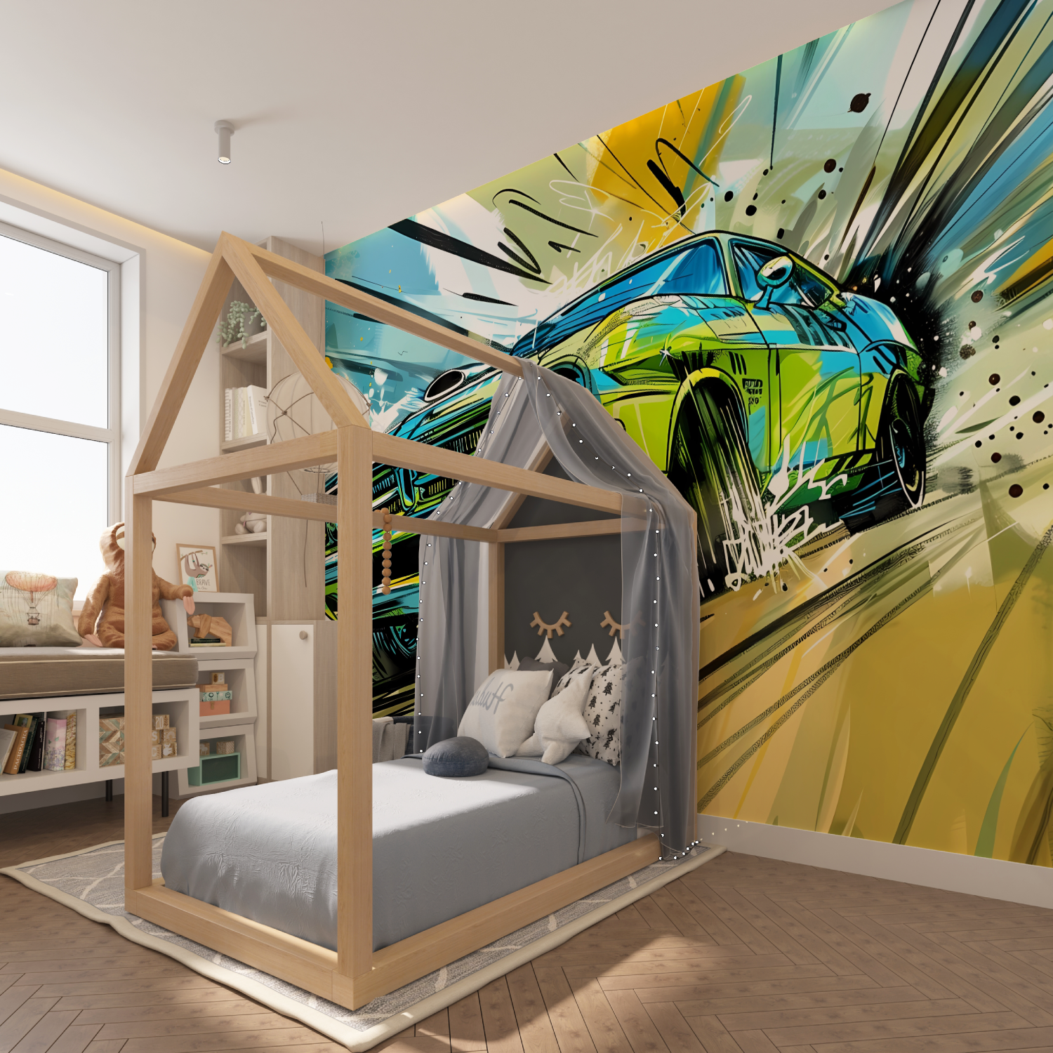 Giant Poster Wallpaper Green Car | Murals Wallpaper