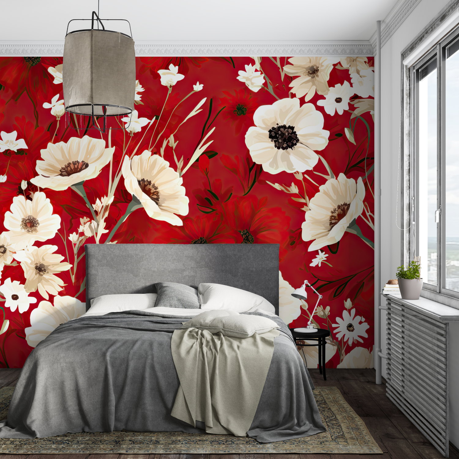 Red Floral Wallpaper | Murals Wallpaper