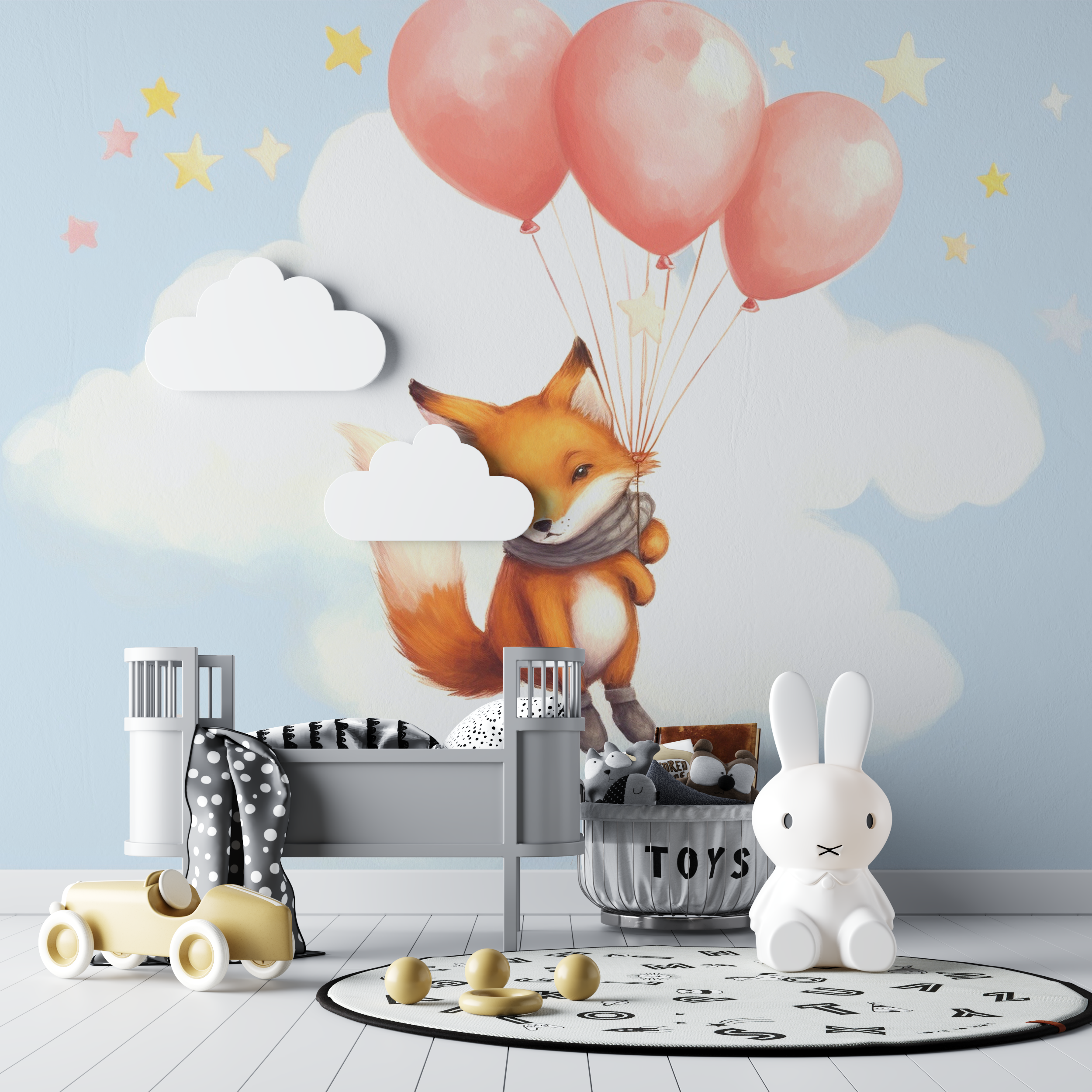 Fox Wallpaper with Balloon | Murals Wallpaper