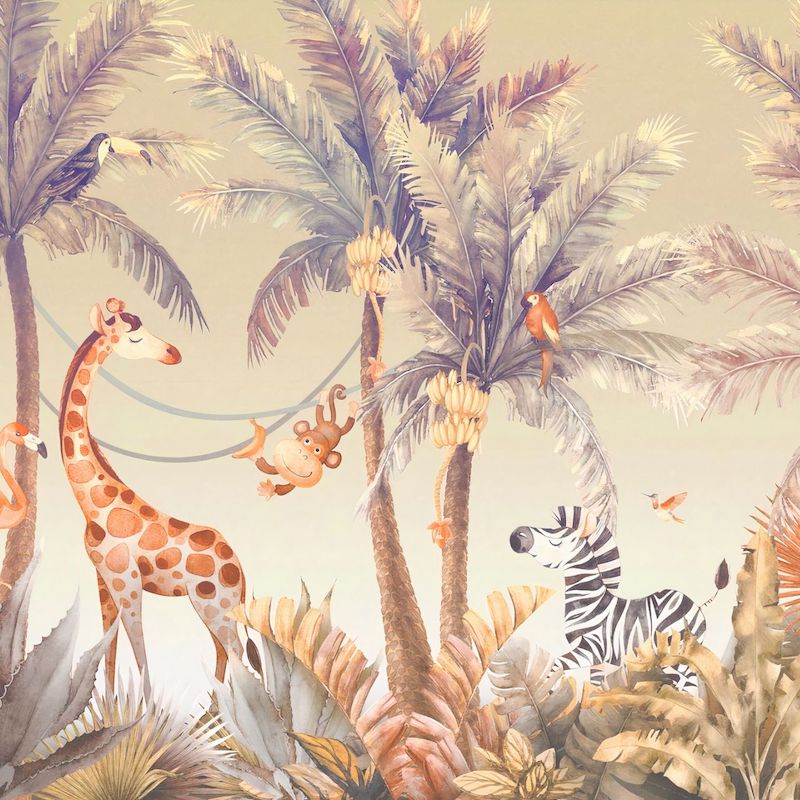 Animal Wallpaper<br/> Sepia Giraffe and Jungle | Murals Wallpaper