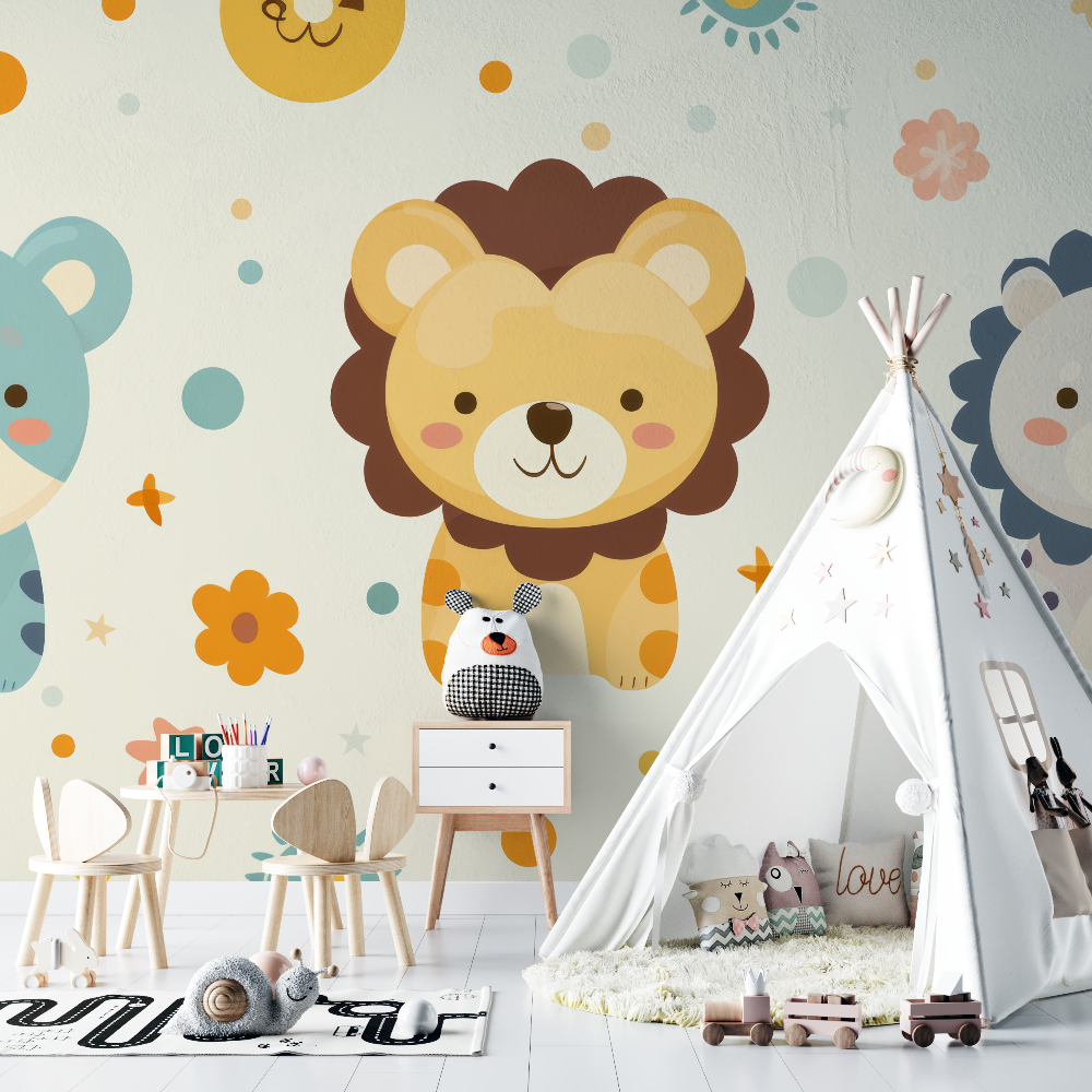 Lion and Abstract Patterns Wallpaper | Murals Wallpaper