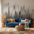 Black and White Misty Pine Forest Mural Wallpaper
