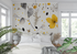 Yellow and Gray Floral Wallpaper | Murals Wallpaper