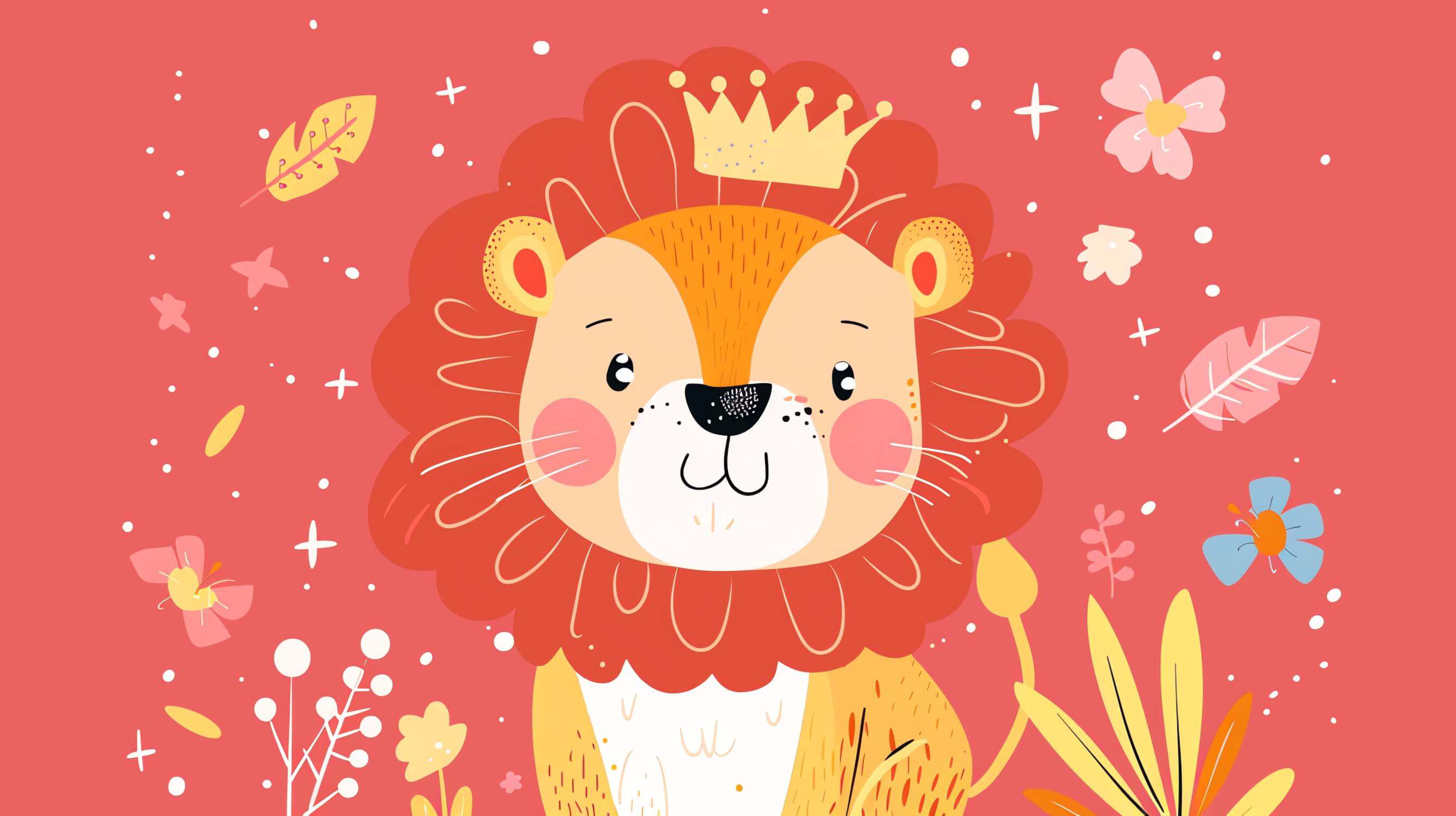 Red Baby Lion Wallpaper | Murals Wallpaper