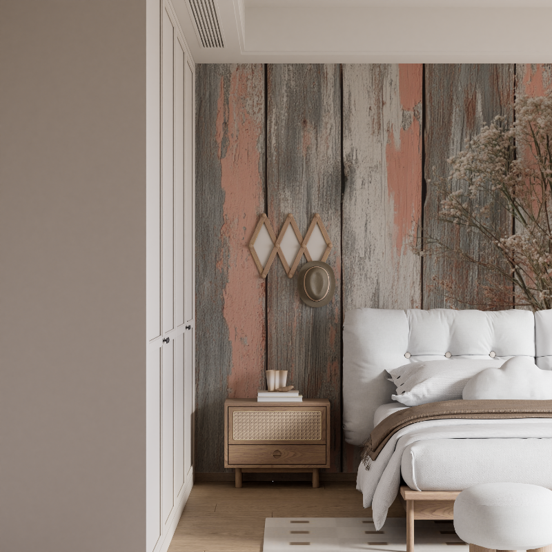 Driftwood Effect Terracotta Wallpaper | Murals Wallpaper