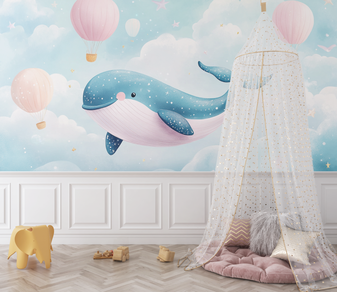 Cloud Cotton Whale Wallpaper | Murals Wallpaper