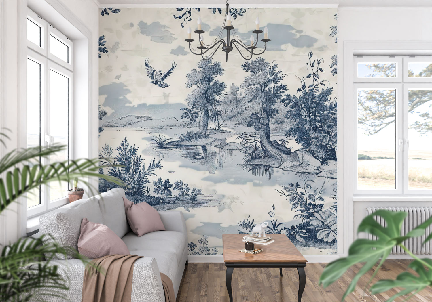 Toile de Jouy Wallpaper for Bedroom | Murals Wallpaper