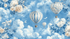 Hot Air Balloon and Flower-Shaped Clouds Wallpaper | Murals Wallpaper