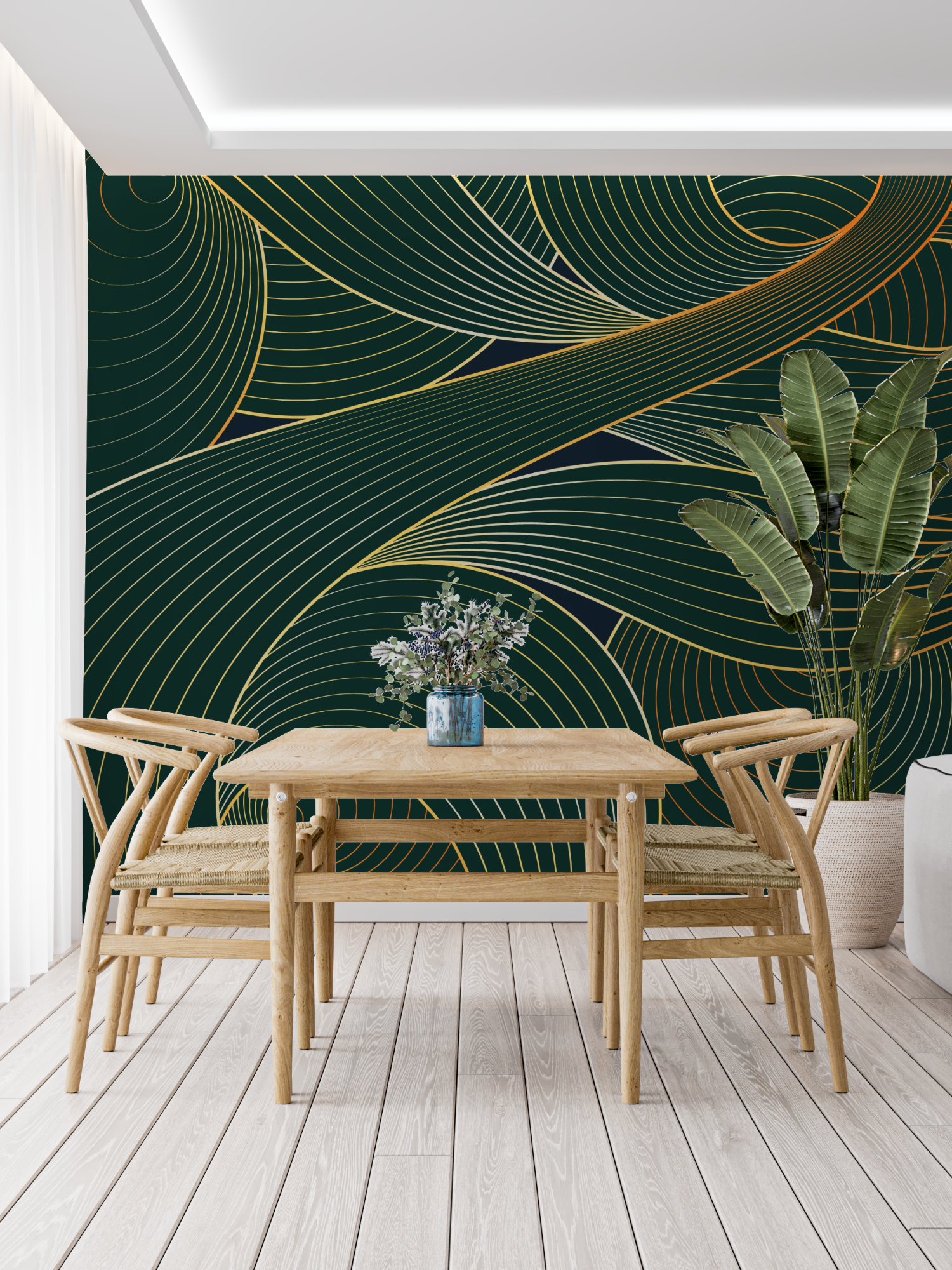 Art Deco Green and Gold Wallpaper | Murals Wallpaper