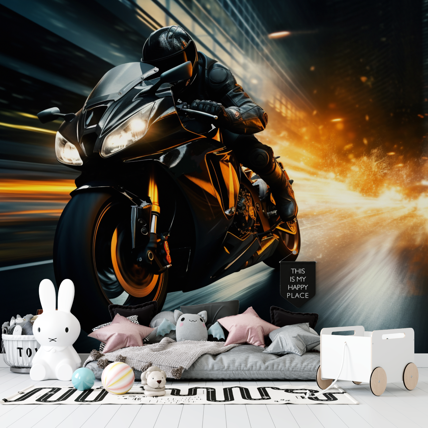 Racing Motorcycle Wallpaper Night | Murals Wallpaper