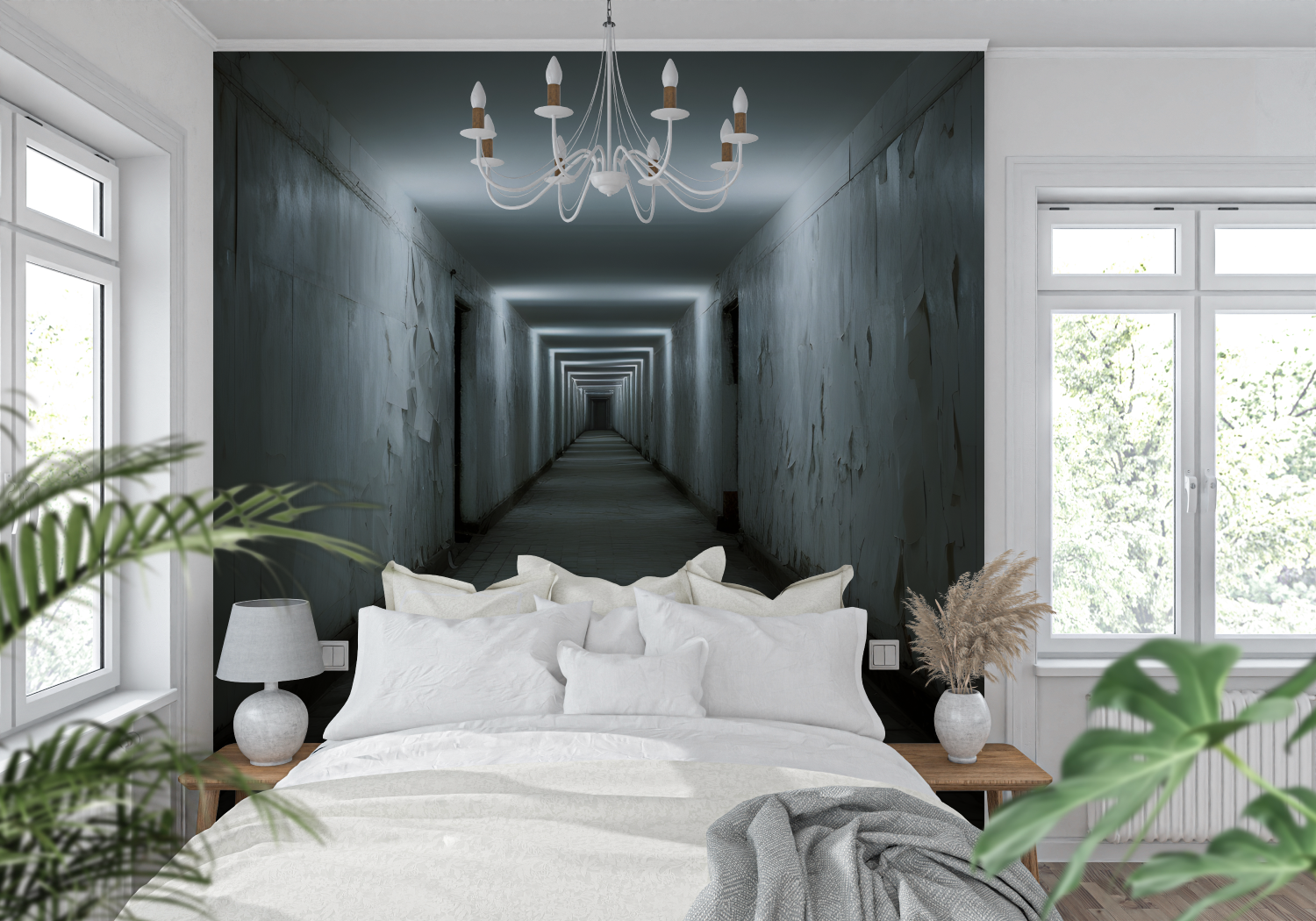 3D Trompe L'Oeil Wallpaper for Living Room | Murals Wallpaper