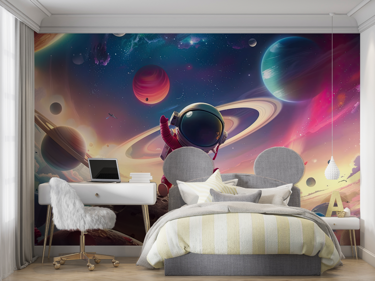 Tapetenpapier Garçon Coloré Spatial – Tapisserie Garçon