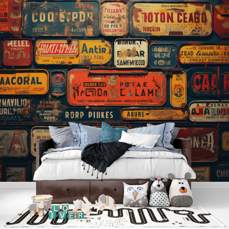 Vintage Car Plate Wallpaper | Murals Wallpaper