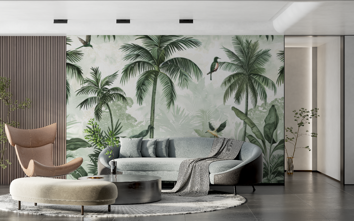 Green Gray Jungle Wallpaper | Murals Wallpaper