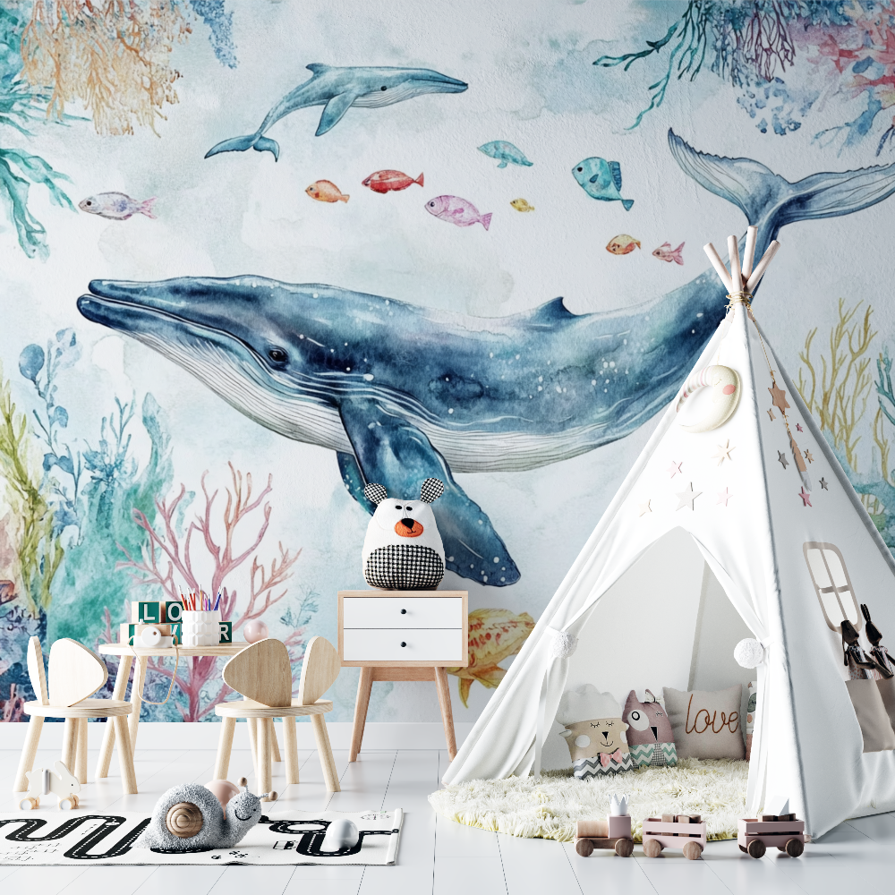 Whale and Seafloor Wallpaper | Murals Wallpaper