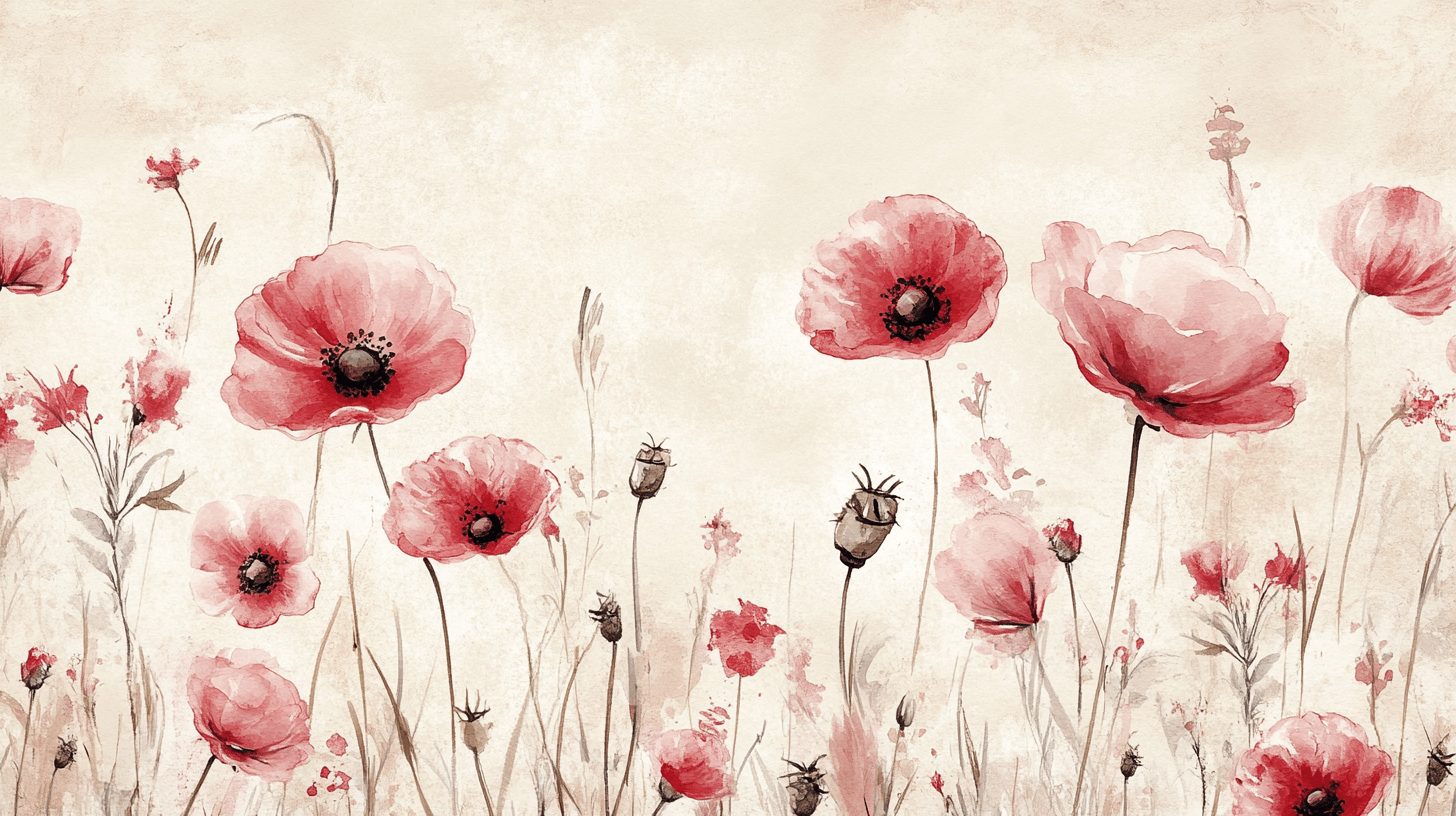 Watercolor Painted Pink Flower Wallpaper | Murals Wallpaper