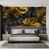 Black Wallpaper with Gold Leaves | Murals Wallpaper