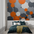 Gray and Orange Circular Wallpaper | Murals Wallpaper