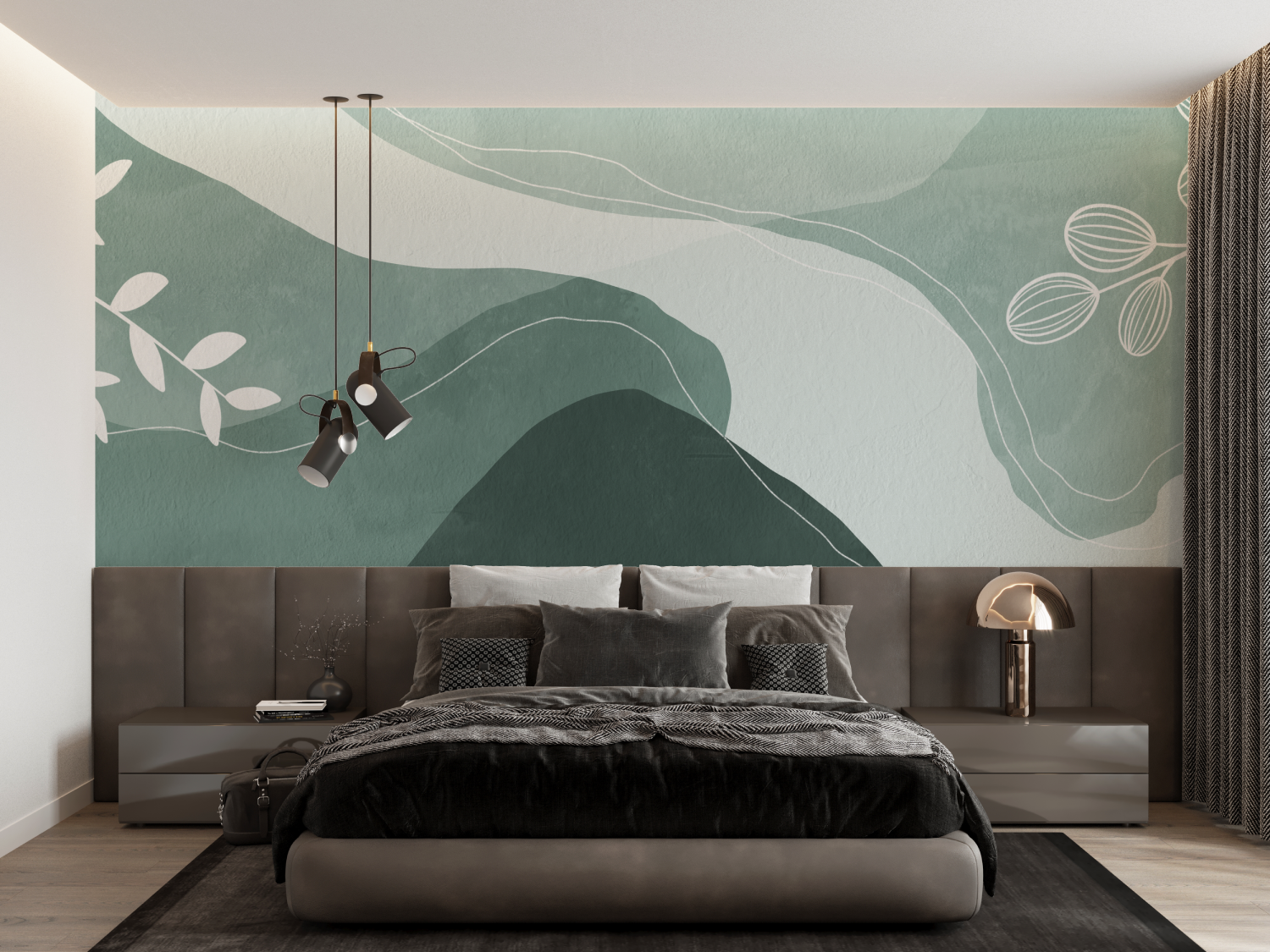 Gray and Green Wallpaper | Murals Wallpaper