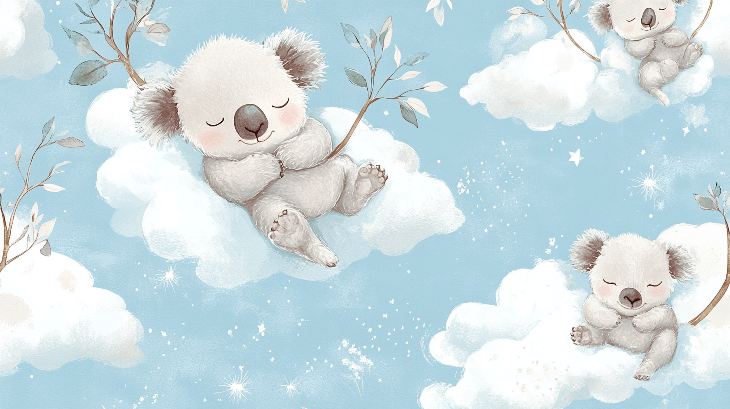 Sleepy Koala in a Cloud Wallpaper | Murals Wallpaper