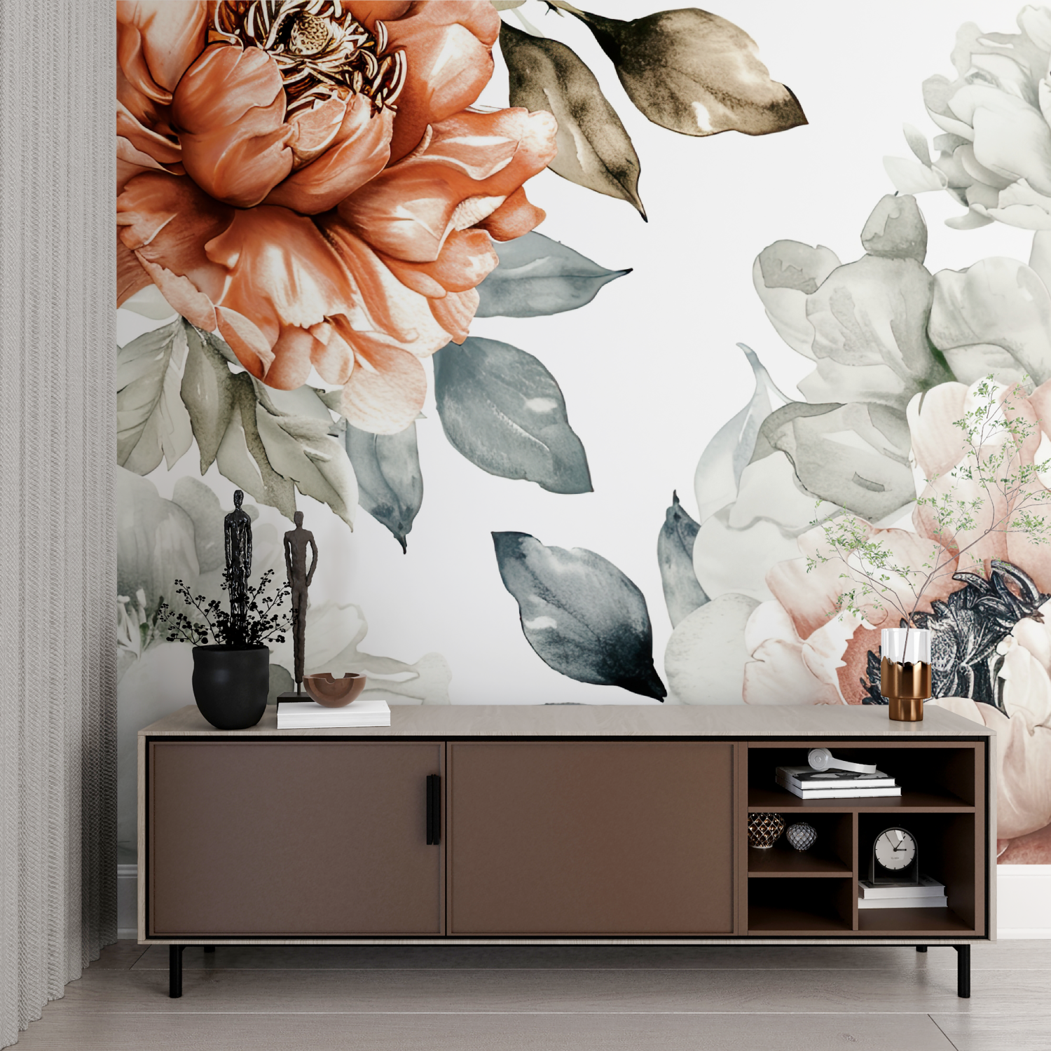 Watercolor Wallpaper Large Flowers | Murals Wallpaper