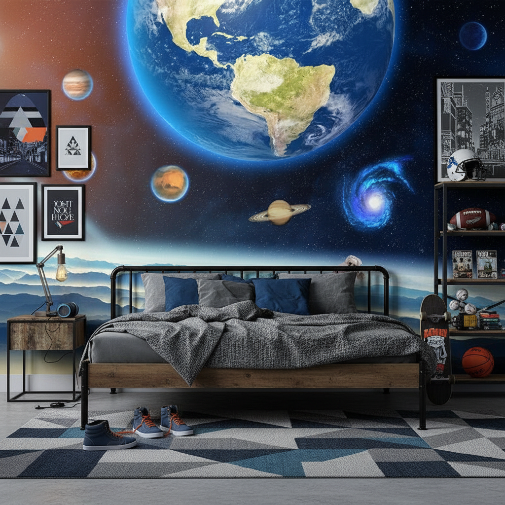 Mural Space Planets Wallpaper