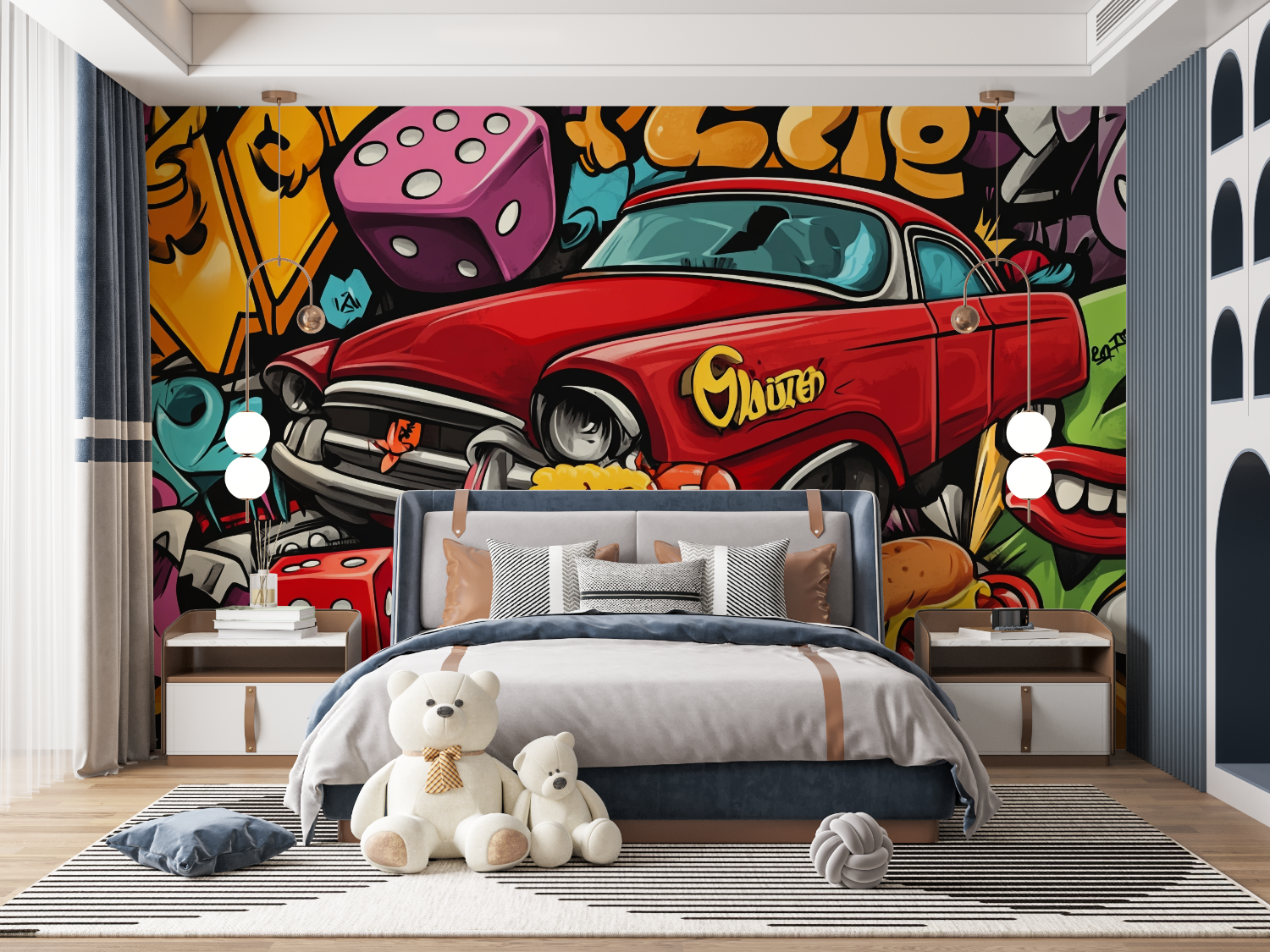 Vintage Car Graffiti Wallpaper | Murals Wallpaper