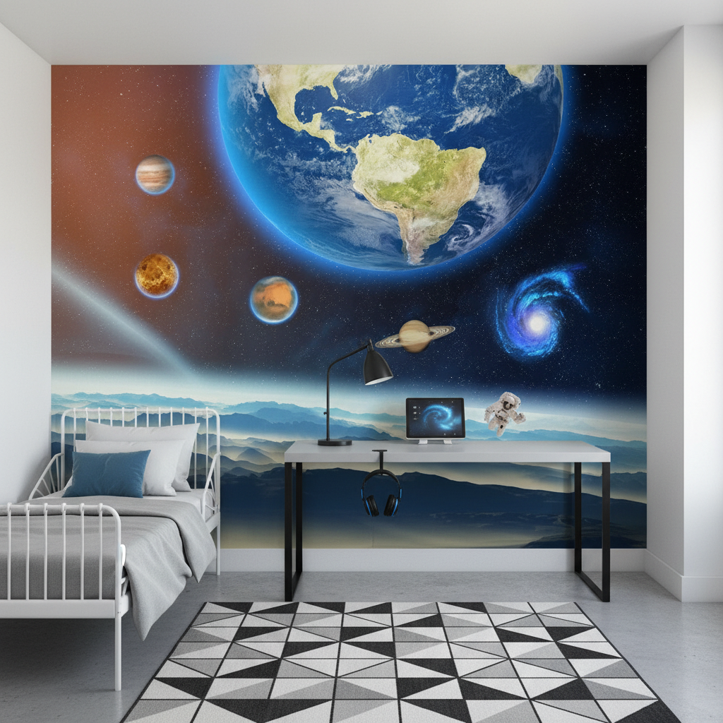Mural Space Planets Wallpaper