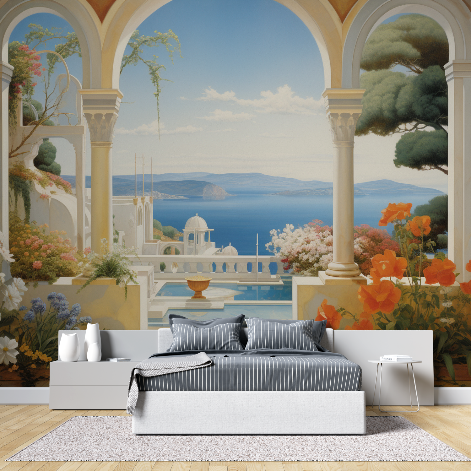 Watercolor Mediterranean Landscape Wallpaper | Murals Wallpaper