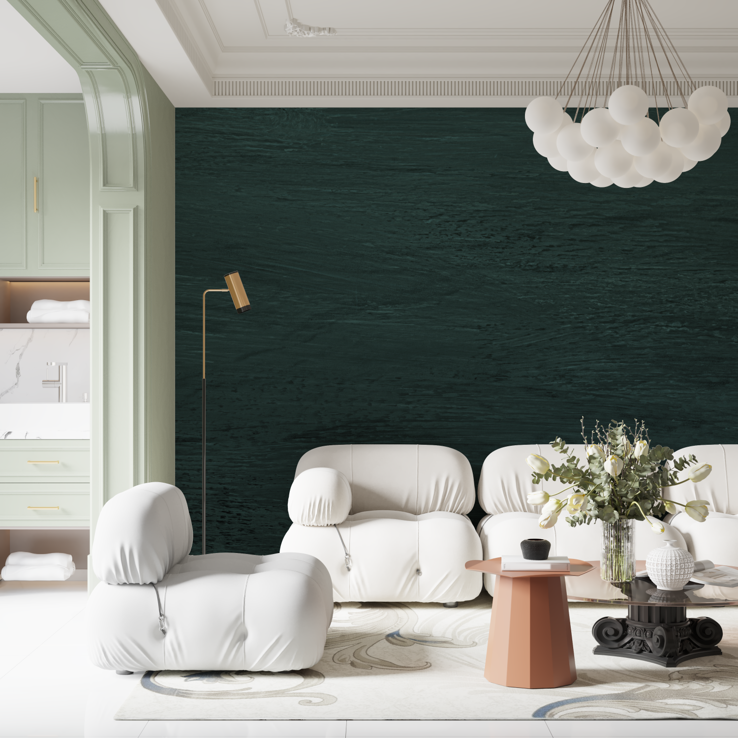 Green Living Room Wallpaper | Murals Wallpaper