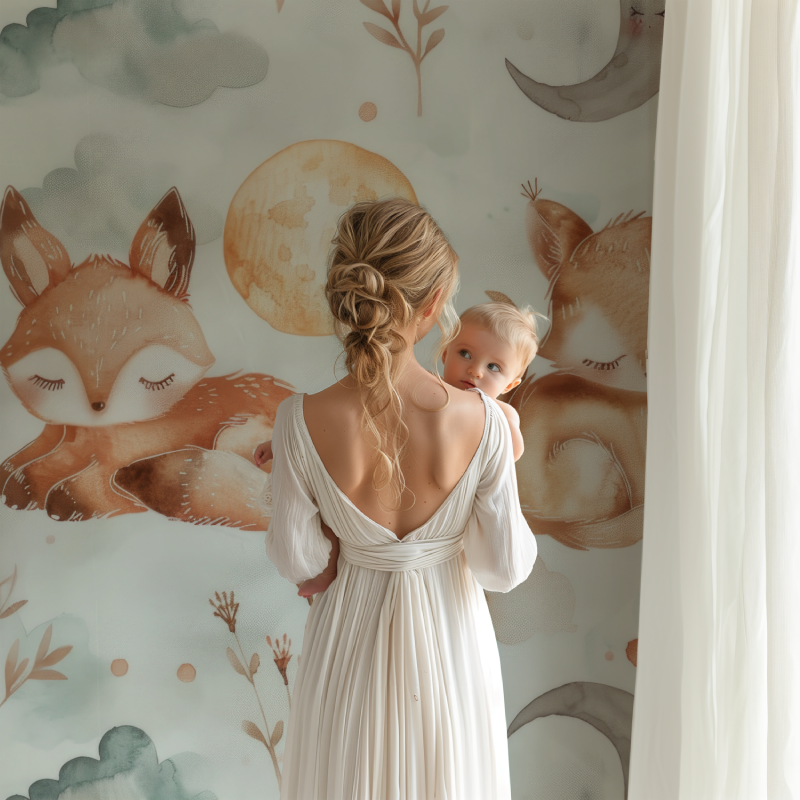 Baby Foxes Cocooning Wallpaper | Murals Wallpaper