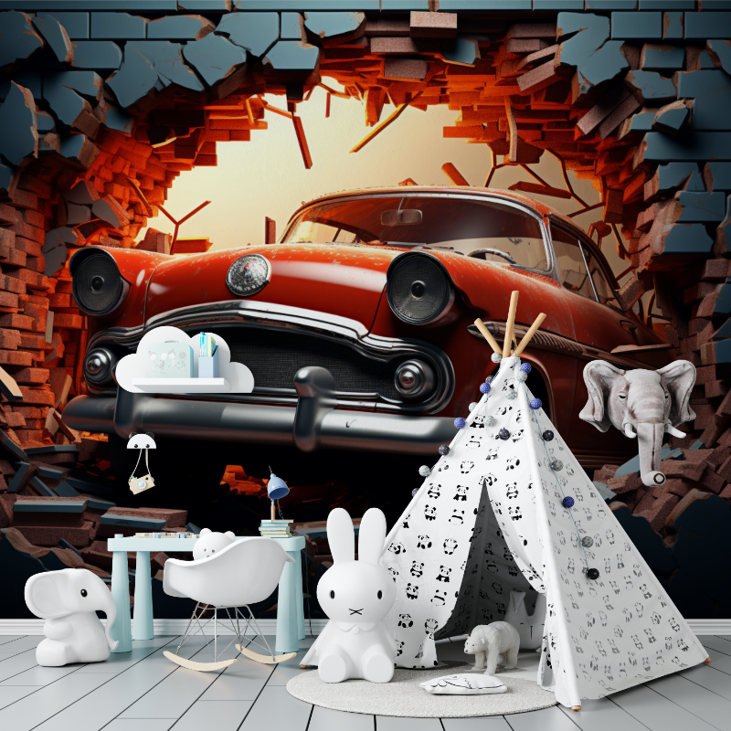 Car-Themed Boys' Room Wallpaper | Murals Wallpaper