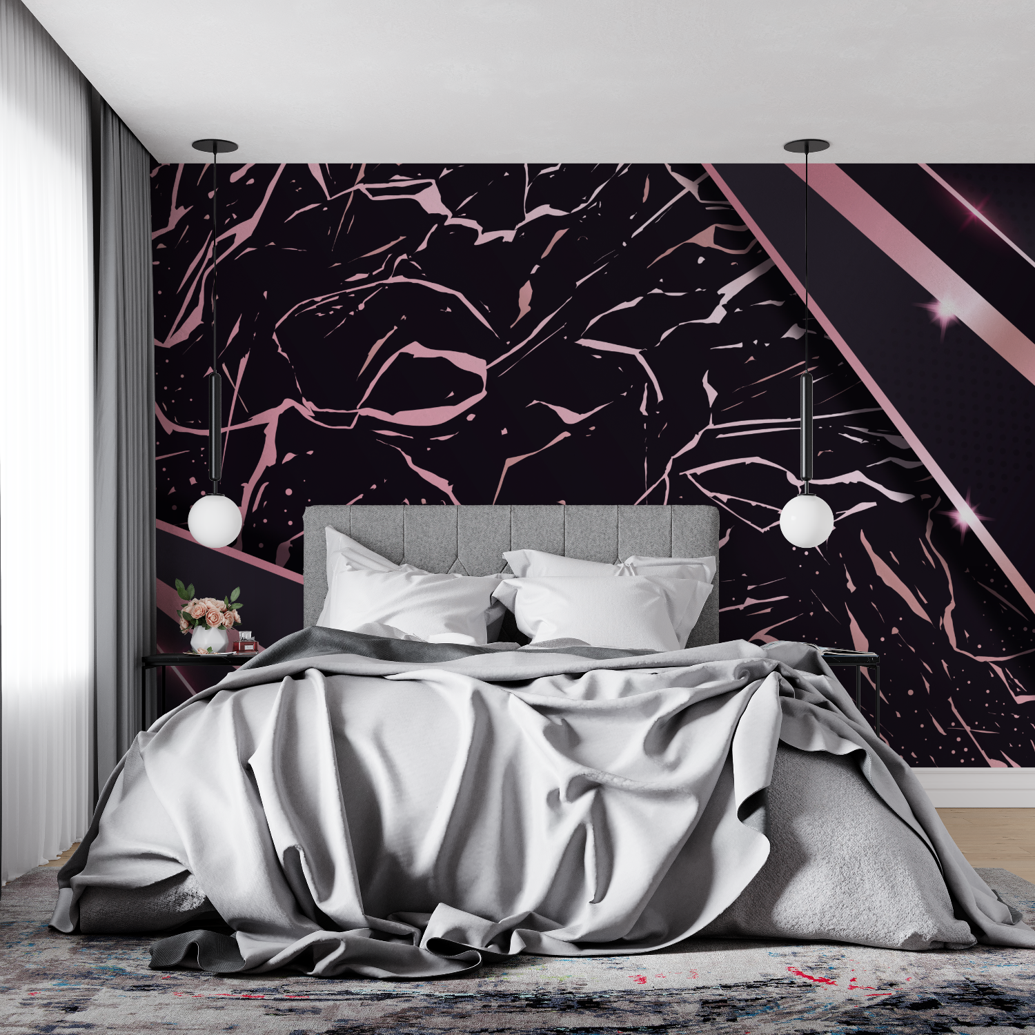 Pink and Black Wallpaper | Murals Wallpaper