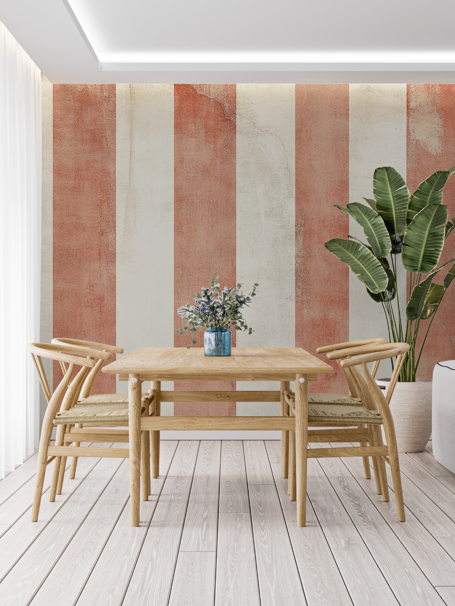 Terracotta Vertical Striped Wallpaper | Murals Wallpaper
