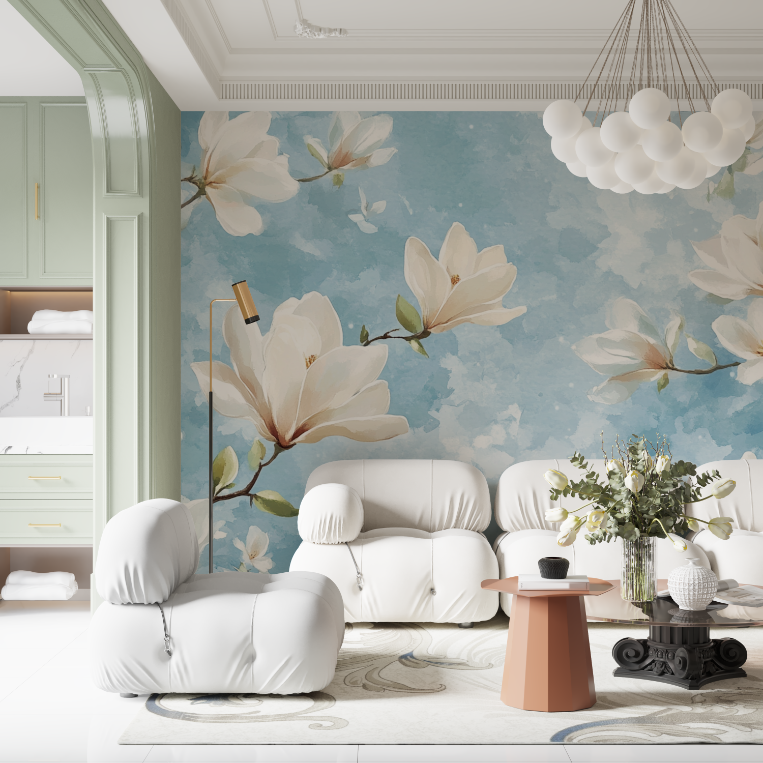 Watercolor Magnolia Floral Wallpaper | Murals Wallpaper