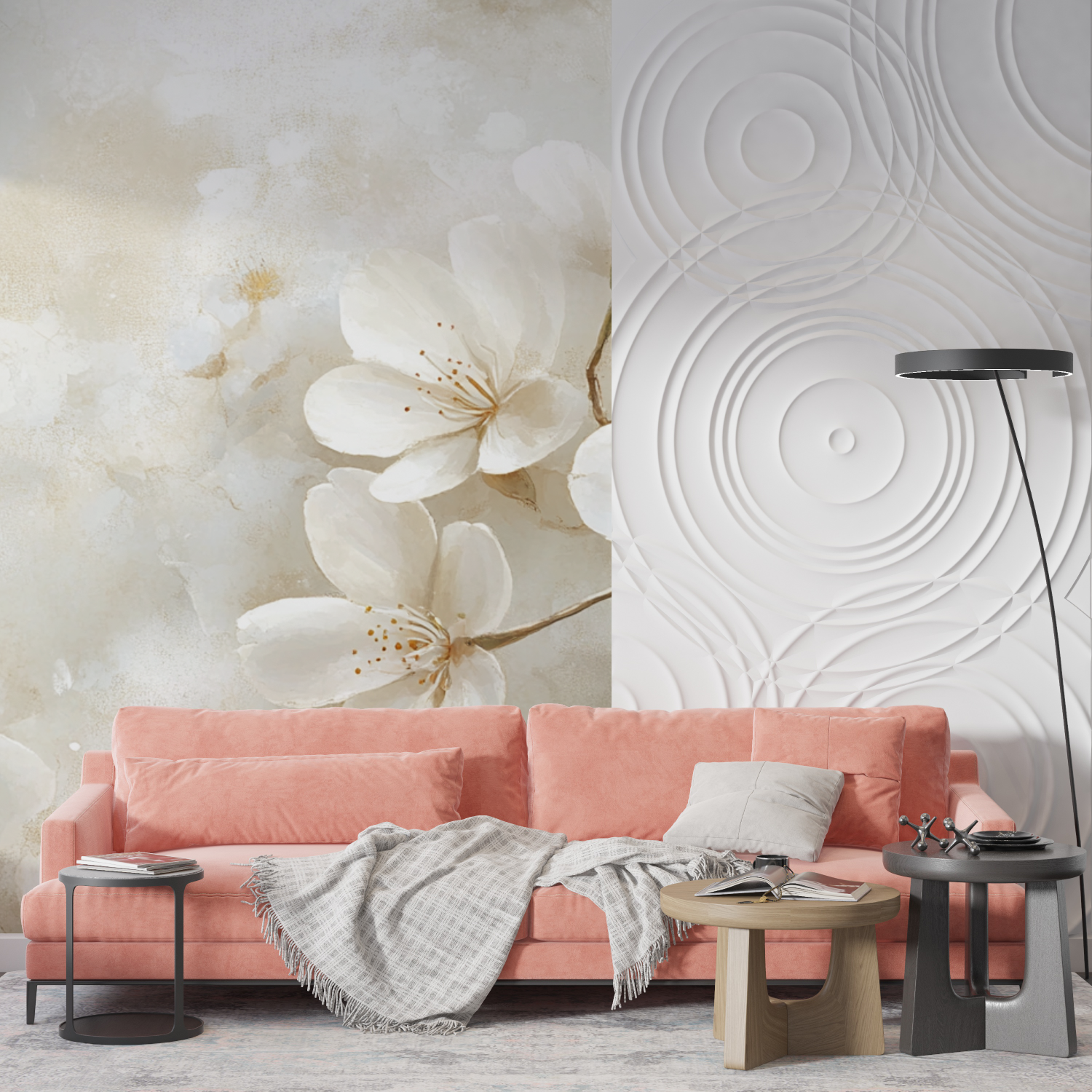 Watercolor Abstract White Flowers Wallpaper | Murals Wallpaper