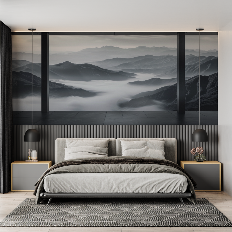 Black and White Nature Panorama Wallpaper | Murals Wallpaper