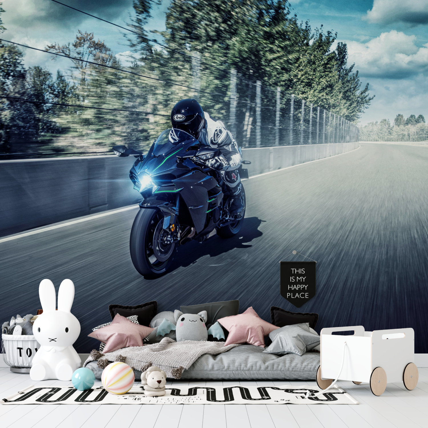 Tapete Motorrad Kawasaki Kurs Tapisserie Garcon