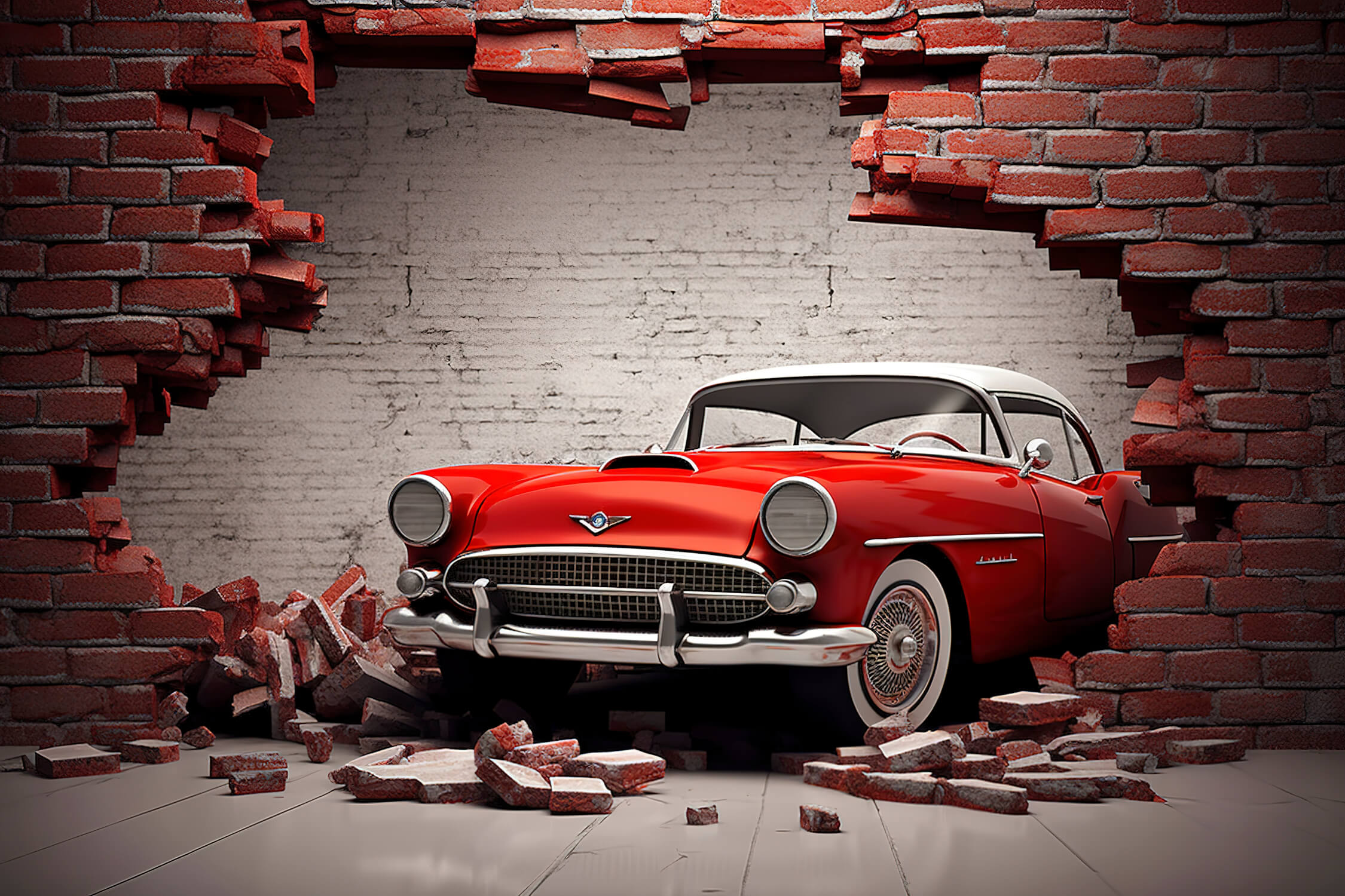 Vintage Car 3D Wallpaper | Murals Wallpaper