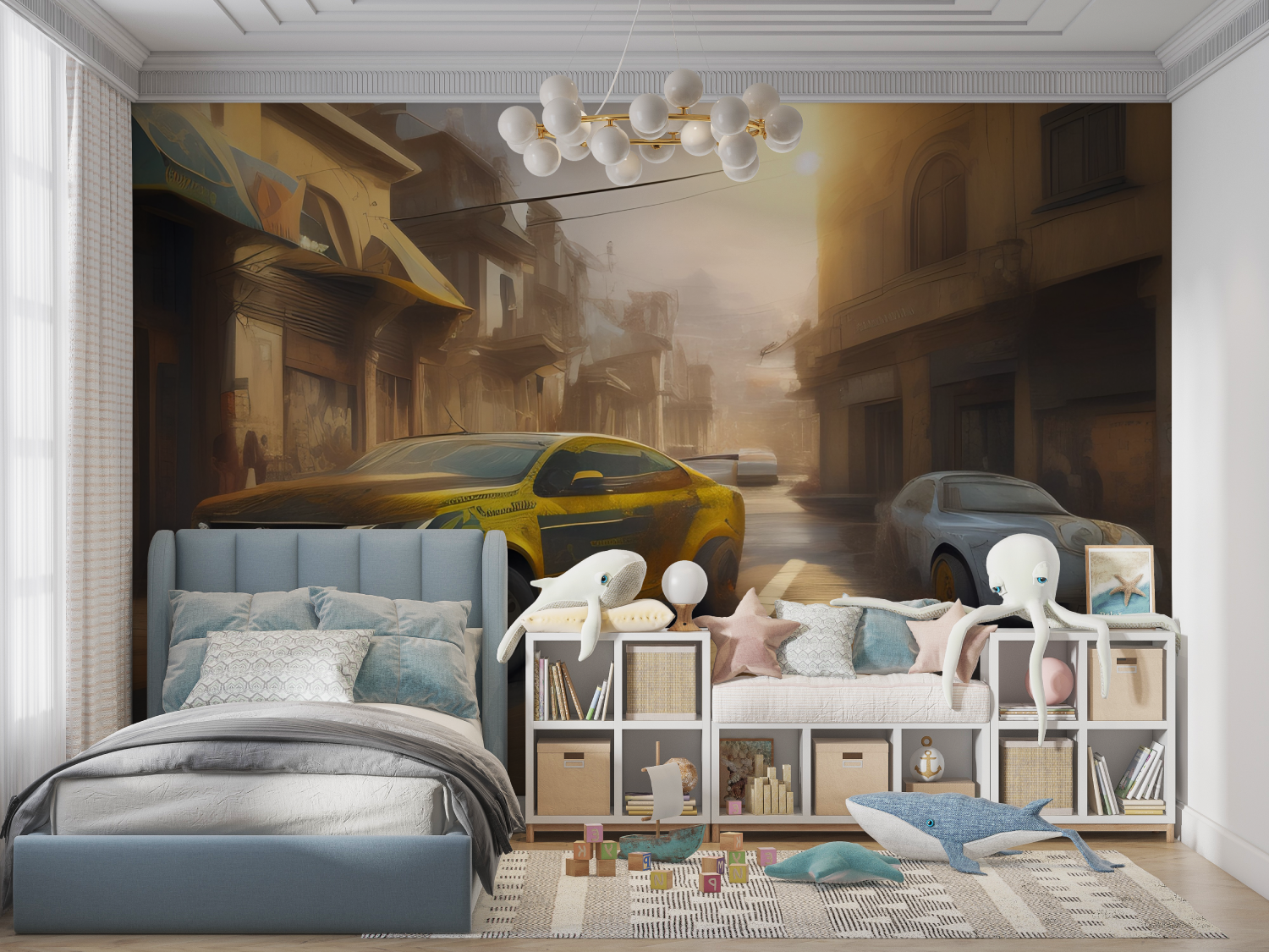 3D Yellow Car Wallpaper | Murals Wallpaper