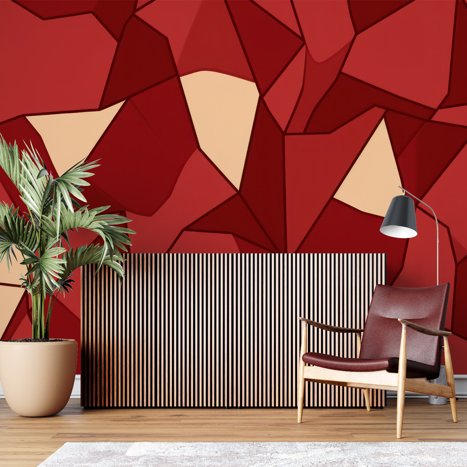 Geometric Red Wallpaper | Murals Wallpaper