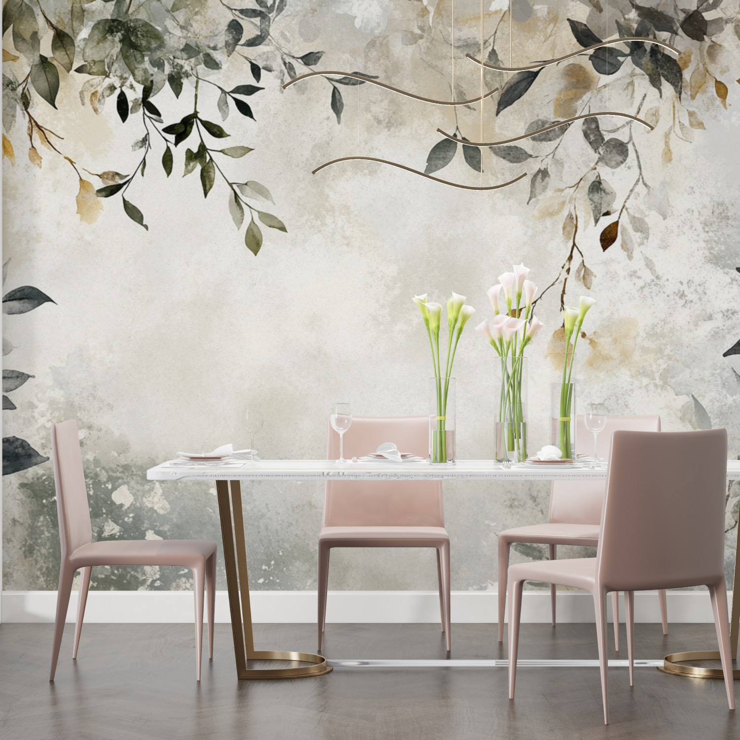 Watercolor Bohemian Leaves Wallpaper | Murals Wallpaper