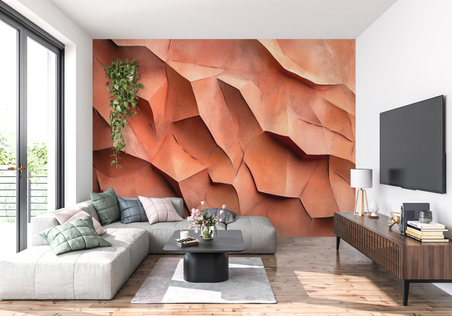 Terracotta Textured Plaster Wallpaper | Murals Wallpaper