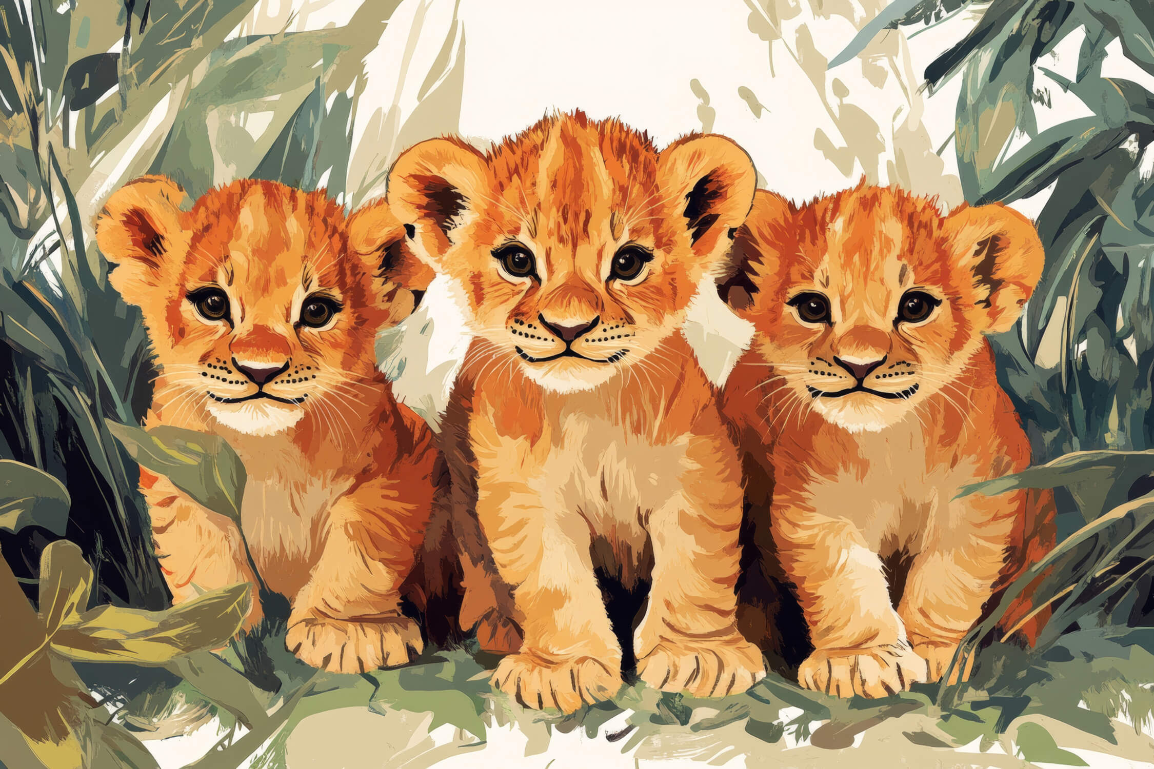 Soft Jungle Lions Wallpaper | Murals Wallpaper