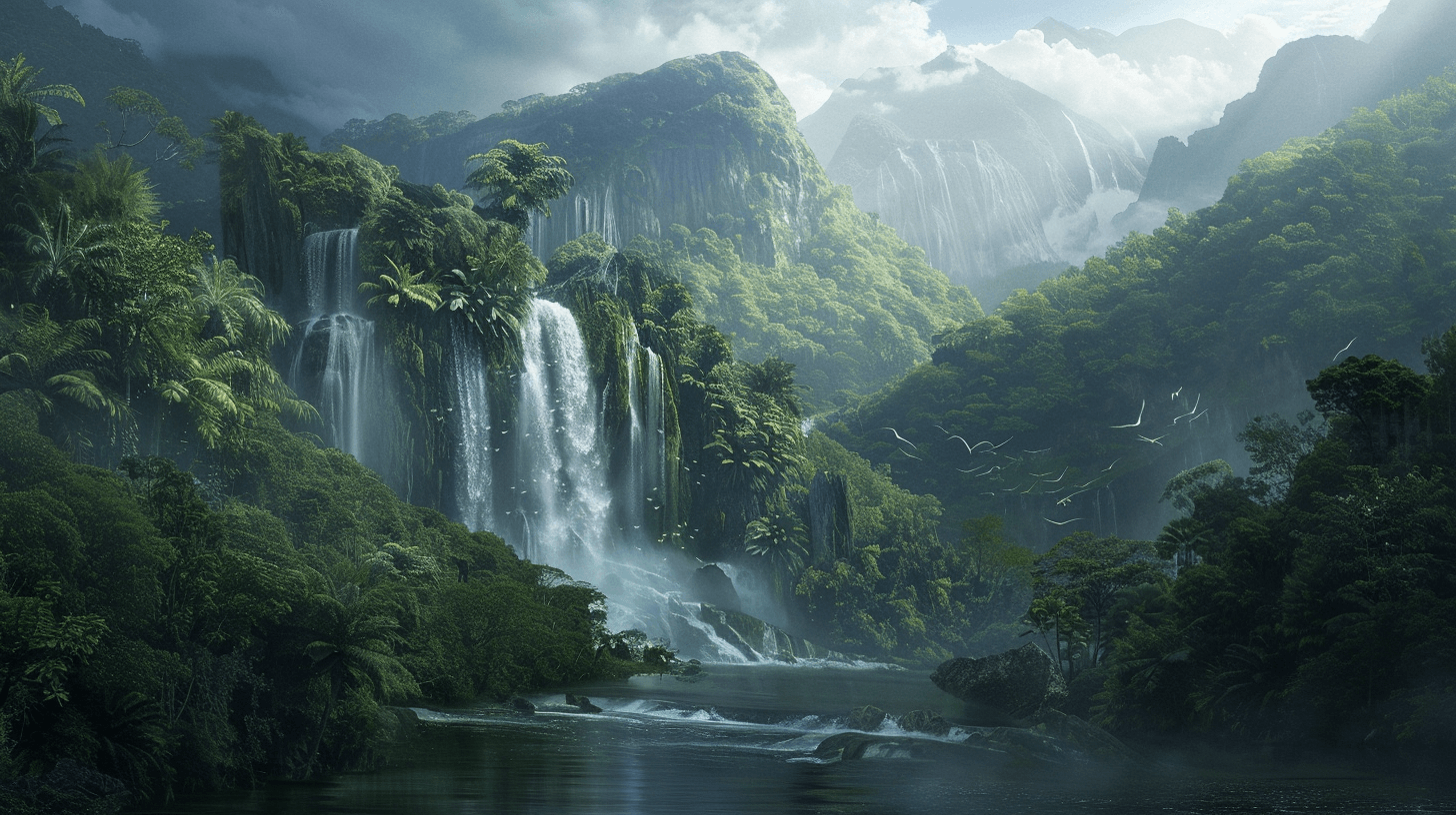 Mountain Waterfall Photo Wallpaper | Murals Wallpaper