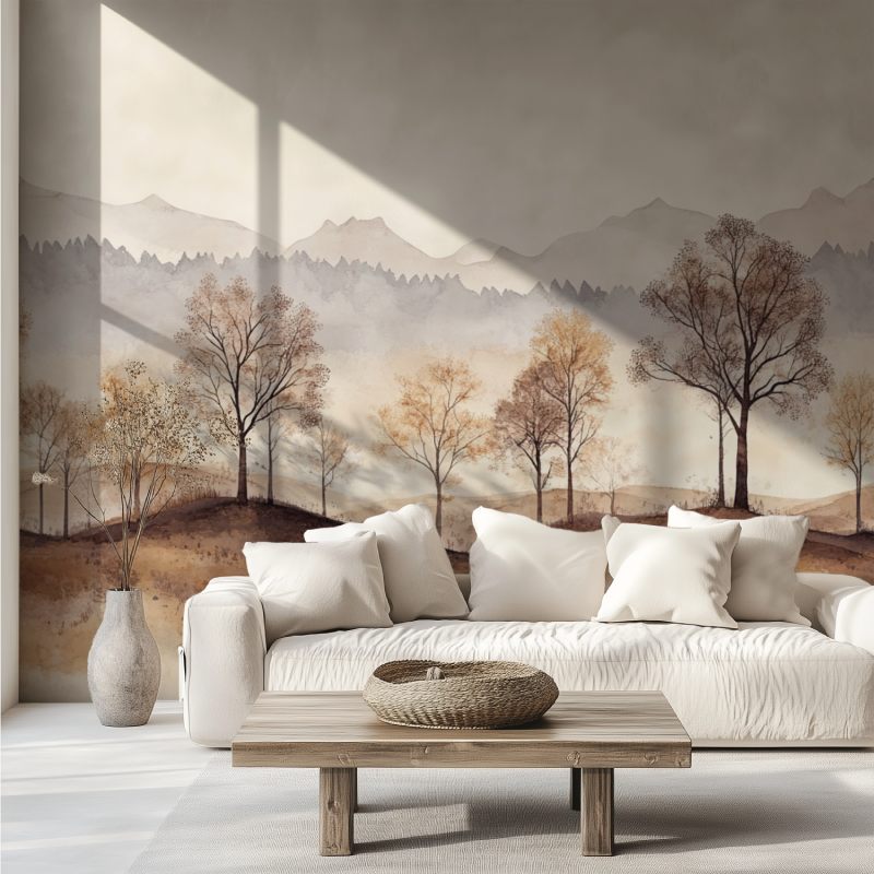 Beige Tree Wallpaper | Murals Wallpaper