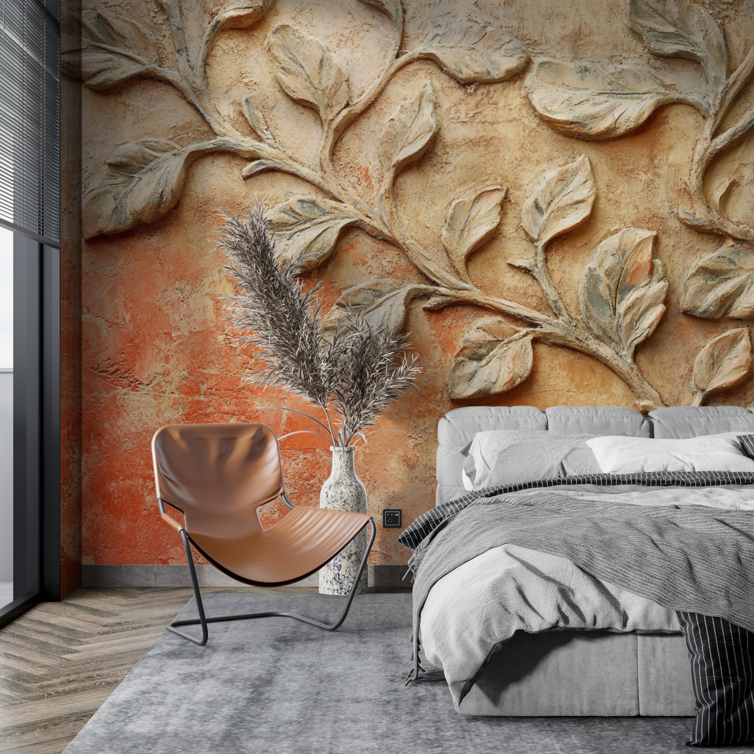 Terracotta Wallpaper with Organic Curves | Murals Wallpaper