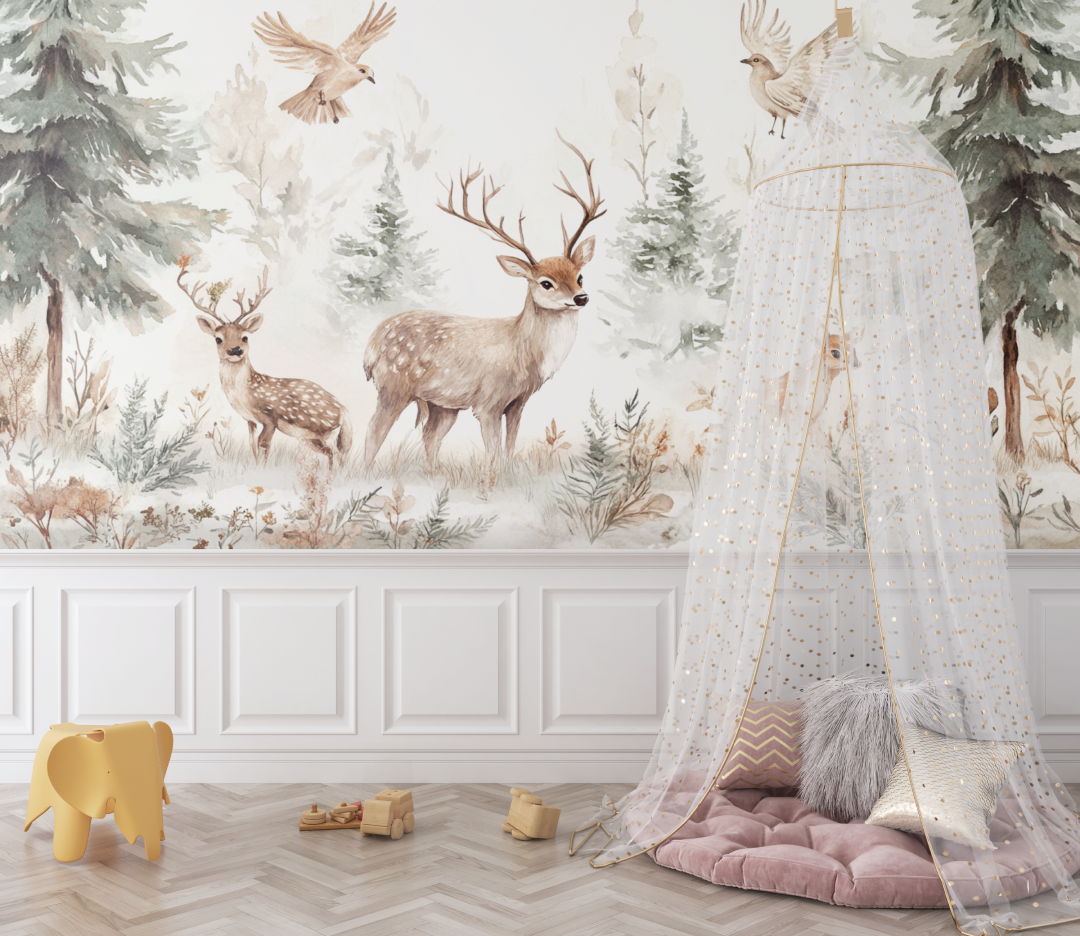 Enchanted Baby Forest Animal Wallpaper | Murals Wallpaper